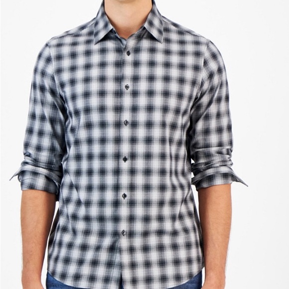 Michael Kors Men's Classic-Fit Plaid Shirt - Picture 1 of 6